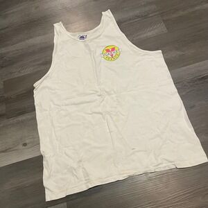 Vintage Vuarnet France Tank Top Mens XL White Neon Logo Graphic 90s Surf Cotton